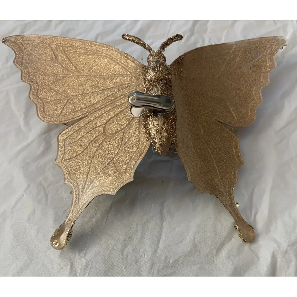 Holiday Gold‎ Butterfly Clip On Sparkly Bling 10”x7”